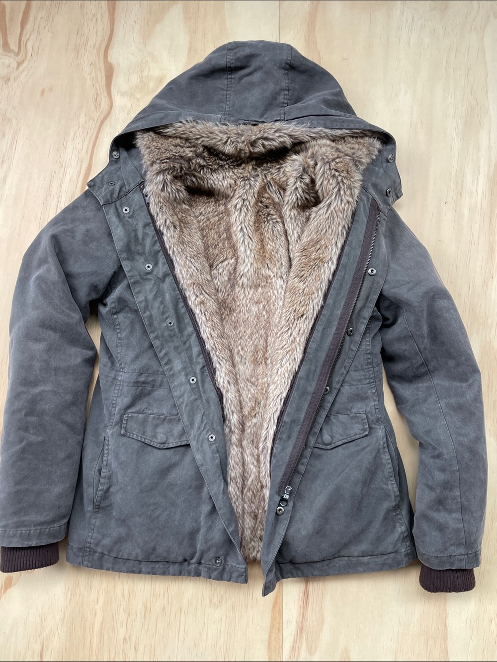 Women’s Hooded Removable Faux-Fur Lined Parka Jacket - Olive